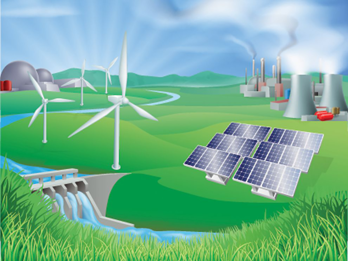 Obnovljivi i tradicijonalni izvori energije - ilustracija