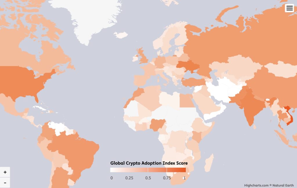 Pogledajte mapu globalne prihvaćenosti kriptovaluta