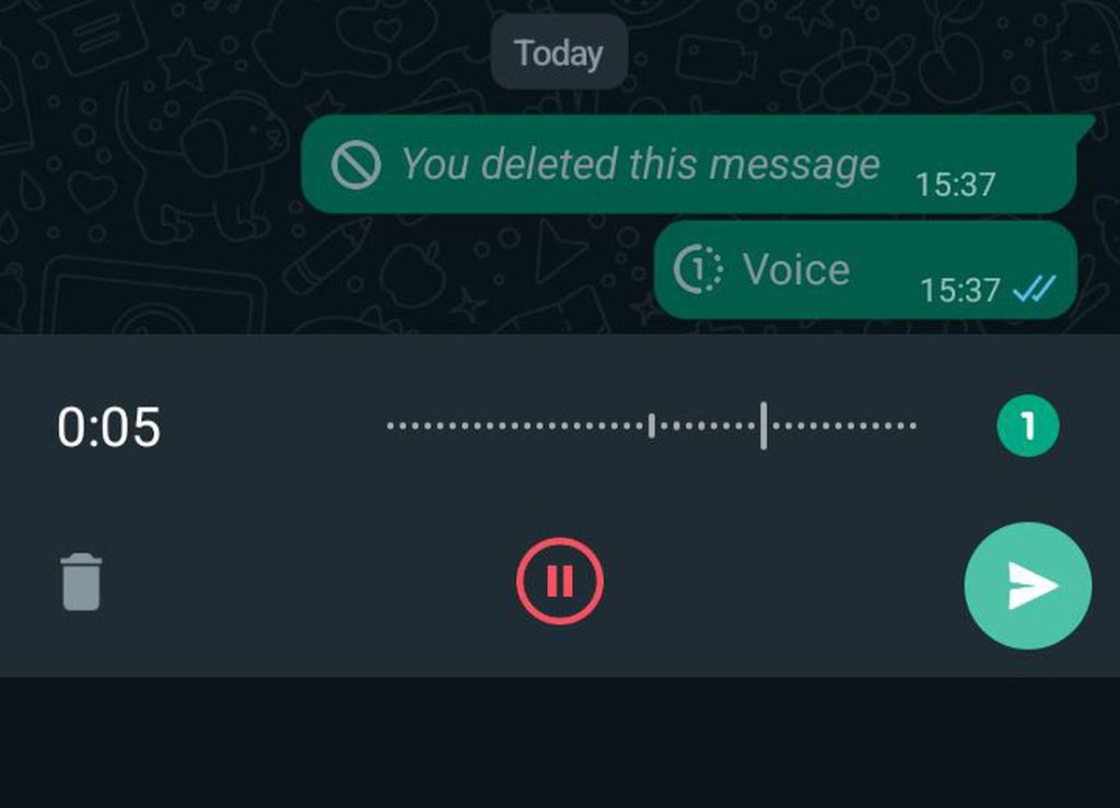 Primjer nestajuce glasovne poruke na Whatsapp-u