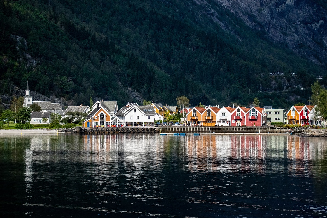 Norveško selo - ilustracija