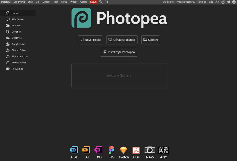 Photopea - slika prvi ekran