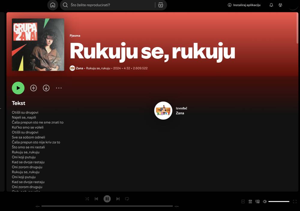 Spotify - riječi pjesama