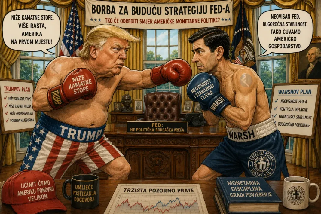 Ilustracija Financa.ba: Borba donald Trump-a i Kevin Warsh-a oko neovisnosti FED-a
