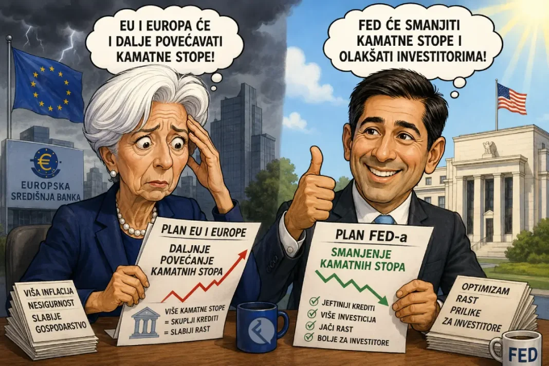ECB povećava kamatne stope, a FED zadržava